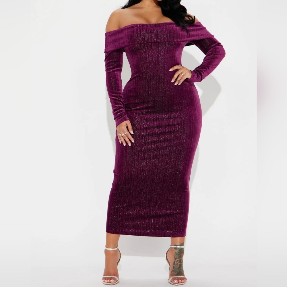 Fashion Nova Red Bodycon Long Sleeve Dress